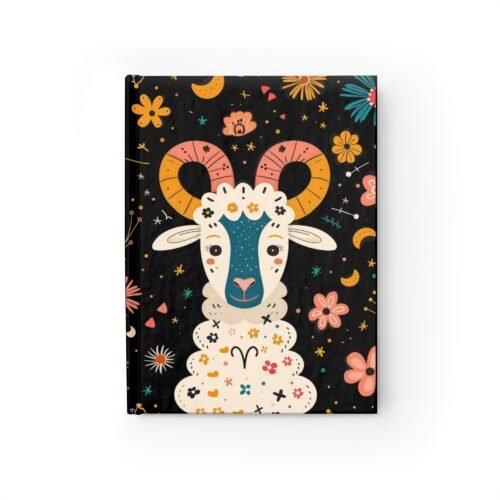 Aries Zodiac-Themed Journal | Lined Hardcover Matte Notebook for Astrology Enthusiasts