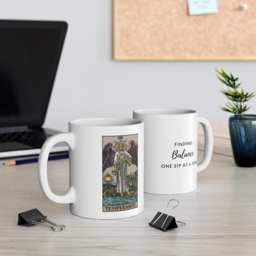 Temperance Tarot Coffee Mug 11oz - Unique Tarot Card Design for Tarot and Coffee Enthusiasts