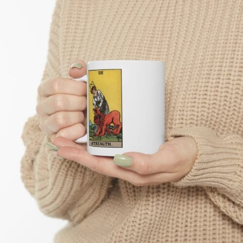 Strength Tarot Card Coffee Mug - 11oz Tarot Mug with Strength Card Design - Image 10
