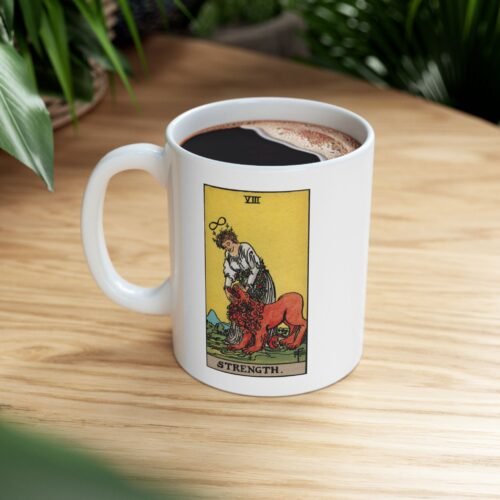 Strength Tarot Card Coffee Mug - 11oz Tarot Mug with Strength Card Design - Image 8