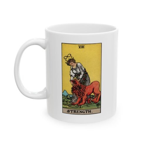 Strength Tarot Card Coffee Mug - 11oz Tarot Mug with Strength Card Design - Image 4