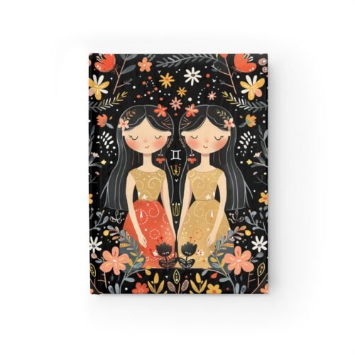 Gemini Zodiac-Themed Hardcover Matte Journal | Lined Notebook for Astrology Enthusiasts