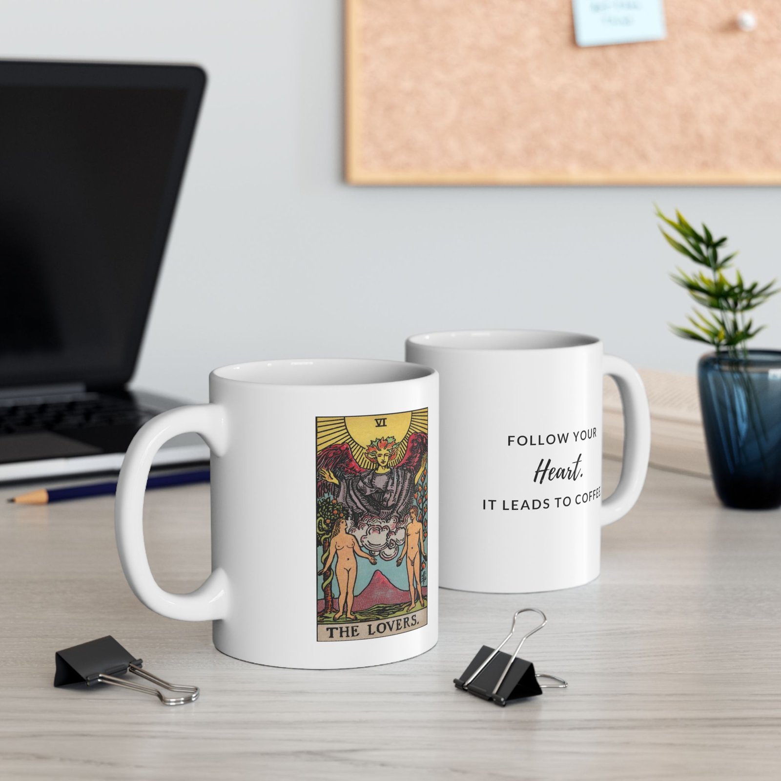 11oz Lovers Tarot Card Coffee Mug - Unique Tarot Lovers Gift - Mystical Tarot Coffee Mug