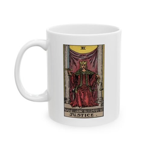 Justice Tarot Card Coffee Mug - 11oz Tarot Coffee Cup for Tarot Lovers and Readers - Image 4