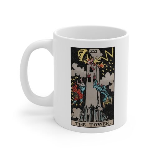 The Tower Tarot Coffee Mug 11oz Ceramic Mug with The Tower Card Design for Tarot Enthusiasts and Gifts - Image 4