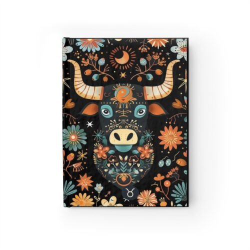Taurus Zodiac-Themed Hardcover Journal | Lined Matte Notebook for Astrology Lovers