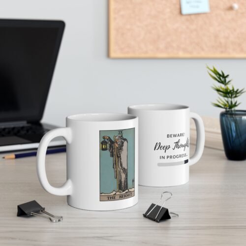 The Hermit Tarot Mug - 11oz Ceramic Coffee Cup with Tarot Card Design - Ideal Tarot Coffee Mug Gift for Mystics and Readers