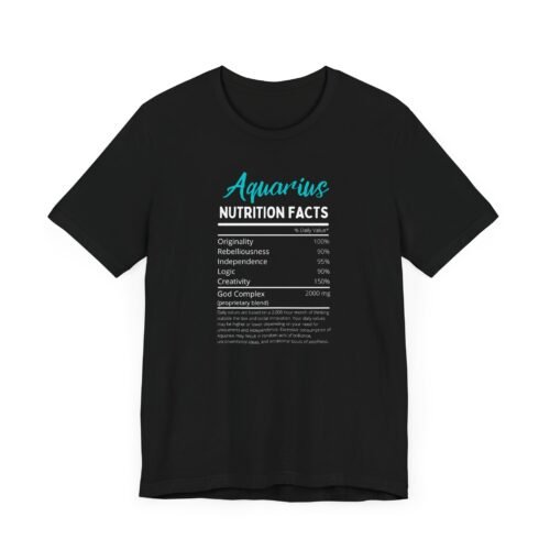Aquarius Nutrition Facts Unisex Short Sleeve Tee - Soft Cotton Astrology Graphic T-Shirt for Zodiac Lovers - Image 2