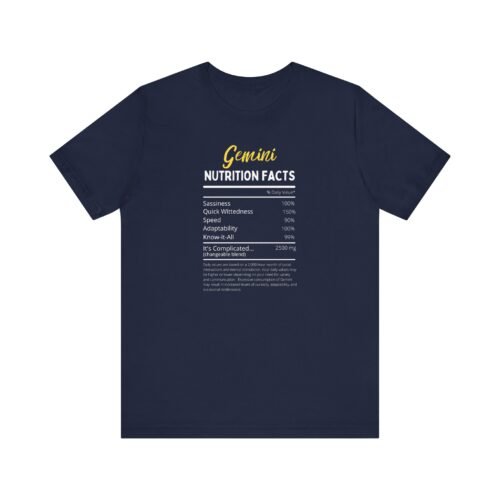 Gemini Nutrition Facts Unisex Astrology Graphic T-Shirt - Soft Cotton Zodiac Tee for Zodiac Lovers - Image 3