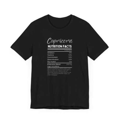 Capricorn Nutrition Facts Astrology Graphic Unisex Short Sleeve Tee - Soft Cotton Zodiac T-Shirt for Zodiac Lovers - Image 2