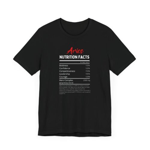 Aries Nutrition Facts Unisex Short Sleeve Tee - Soft Cotton Zodiac T-Shirt for Astrology Lovers - Image 2