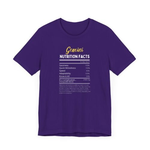 Gemini Nutrition Facts Unisex Astrology Graphic T-Shirt - Soft Cotton Zodiac Tee for Zodiac Lovers - Image 6