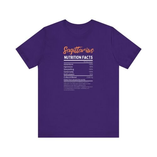 Sagittarius Nutrition Facts Astrology Zodiac T-Shirt Unisex Short Sleeve Tee Soft Cotton for Star Sign Enthusiasts - Image 4