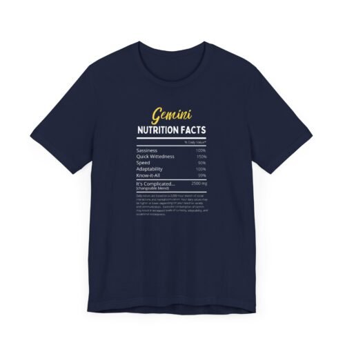 Gemini Nutrition Facts Unisex Astrology Graphic T-Shirt - Soft Cotton Zodiac Tee for Zodiac Lovers - Image 4
