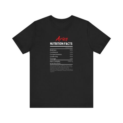 Aries Nutrition Facts Unisex Short Sleeve Tee - Soft Cotton Zodiac T-Shirt for Astrology Lovers