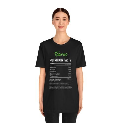 Taurus Nutrition Facts Unisex Short Sleeve Tee - Astrology Lovers Zodiac T-Shirt in Soft Cotton