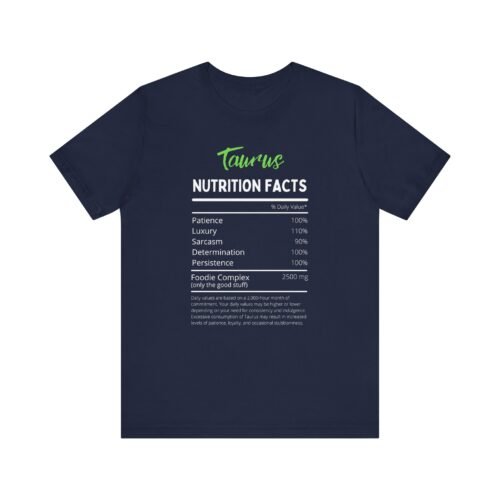 Taurus Nutrition Facts Unisex Short Sleeve Tee - Astrology Lovers Zodiac T-Shirt in Soft Cotton - Image 3