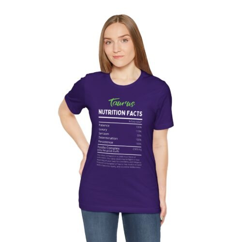 Taurus Nutrition Facts Unisex Short Sleeve Tee - Astrology Lovers Zodiac T-Shirt in Soft Cotton - Image 6