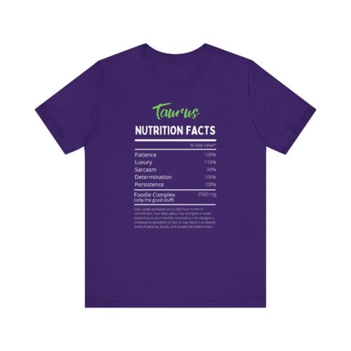 Taurus Nutrition Facts Unisex Short Sleeve Tee - Astrology Lovers Zodiac T-Shirt in Soft Cotton - Image 5