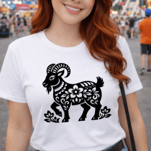 Goat Chinese Zodiac Graphic Tee Unisex T-Shirt - Astrology Symbol Shirt, Year of the Goat Gift Idea, Horoscope Animal Design Top