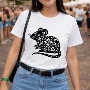 Rat Chinese Zodiac Graphic Tee - Year of the Rat T-Shirt - Astrology Animal Print Shirt for Men and Women