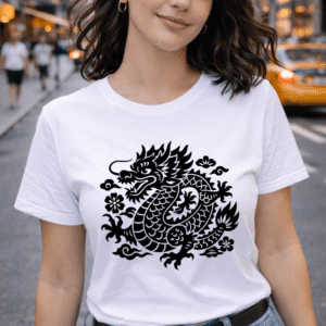 Dragon Chinese Zodiac Graphic Tee Shirt Unisex Cotton T-Shirt with Mythical Creature Design Asian Astrology Apparel