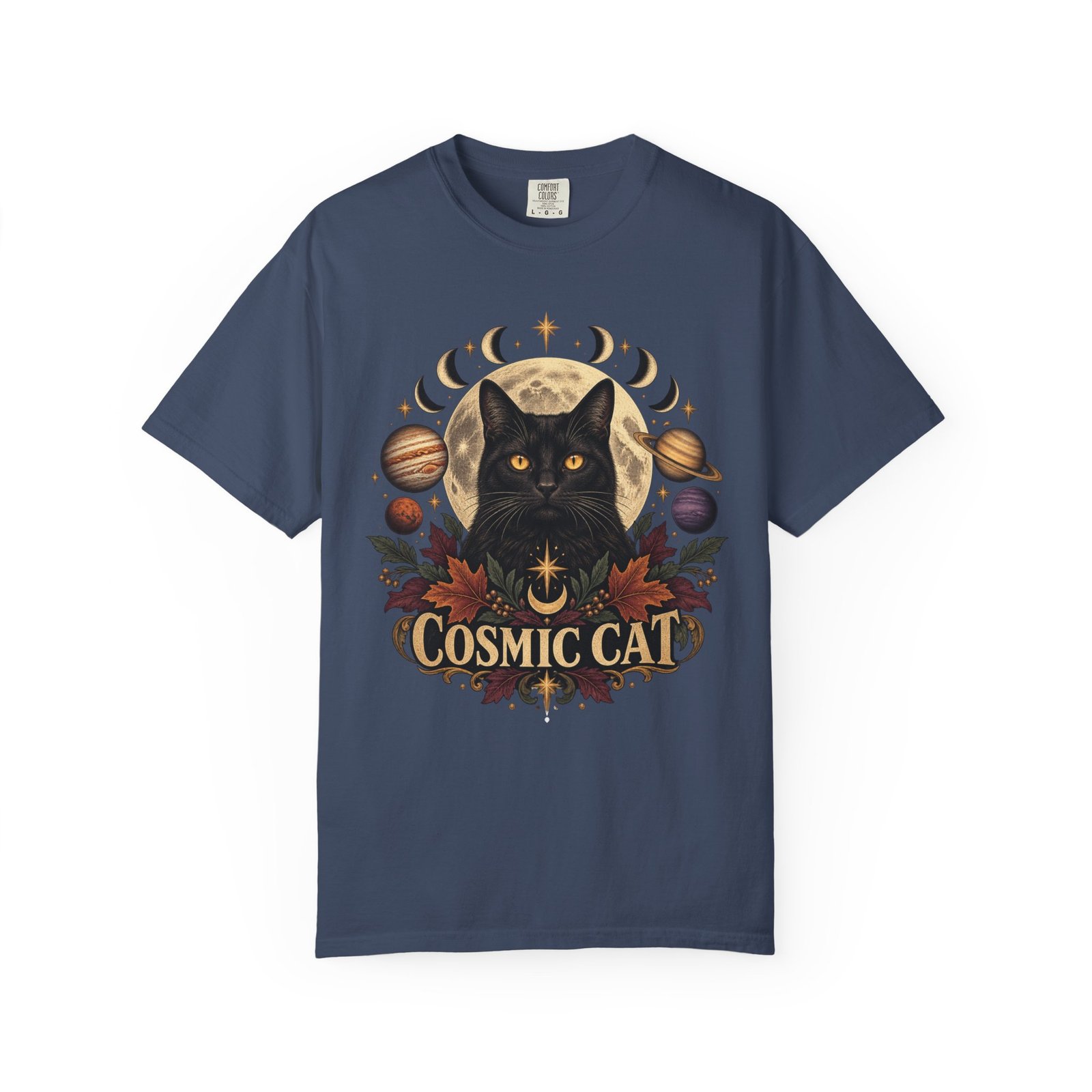 Witchy T-Shirt: Cosmic Cat Design - Image 2